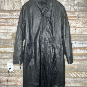Hawk &Bull Leather‎ Trench Coat 2XL Black